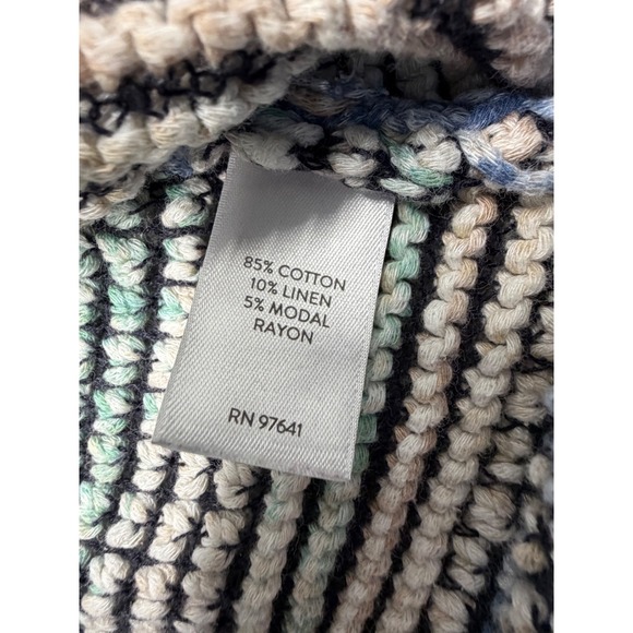 Pure Jill J Jill Short Sleeve Striped Knit Sweater Top Blue Teal Gray XL - Picture 5 of 5